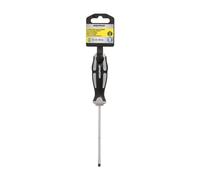 Cacciavite piatto stampato acciaio S2 manico TPR bimateriale. Misura 0,8 x Ø 4,0 x 100 mm. DIN5265