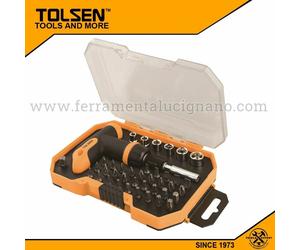 CACCIAVITE PORTAINSERTI A T CON IMPUGNATURA CON INSERTI SET 41 PZ. TOLSEN 20036