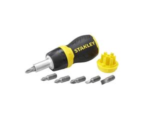 Cacciavite Stanley 0-66-358 Multi-bit Extra Corto con Cricchetto e 6 Punte