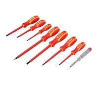 Cacciaviti elettrici isolati VDE + tester di rete Phillips Flat 8 pezzi