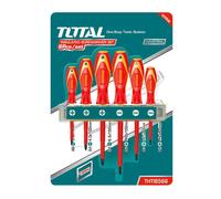 TOTAL - Set di 6 Cacciaviti | 3 a Testa Piatta e 3 a Testa Phillips | Manico Bimateriale | Certificato VDE | Cromo Vanadio