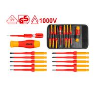 Cacciaviti Isolati Intercambiabili 1000v INGCO cercafase Set da 12 Pz. con Cover