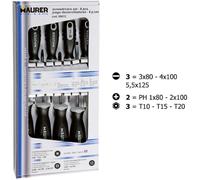 Maurer 89612 Cacciavite Assortite, 8 Pezzi, M Plus, Nero/Grigio