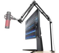 CACENCAN Braccio del braccio, supporto per microfono girevole a 360° con supporto da scrivania, braccio pieghevole per microfono da scrivania con adattatore a vite da 3/8" a 5/8", braccio microfono