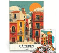 Cáceres Spain Vintage Poster Puzzle da 1000 pezzi per adulti | Sfida difficile impegnativa da completare regali per la riduzione dello stress 26x38cm