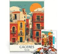 Cáceres Spain Vintage Poster Puzzle da 1000 pezzi per adulti | Vacanza a casa per passare il tempo per rilassarsi per stimolare la mente ideale come regalo 75x50cm