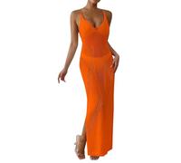 Cache costume da bagno da donna, abito da spiaggia, uncinetto sarong, in uncinetto, estivo, spiaggia, copri sexy a V collo, bikini da spiaggia, copertura in stile bohémien, beachwear, arancione