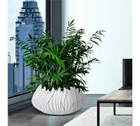 Cachepot rotondo con decorazioni ondulate in rilievo., HONDURAS, Ø 40 x h20 cm in Polyresin grigia grigio