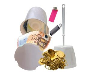 Cachette Segreta in Vera Spazzola per WC "Balai per WC con Cassaforte" con Doppio Fondo ad Alta Capacità per Banconote, Carte di Credito, Chiavi e Altro