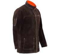 Cachi scuro, Arancione fluo Giacca in pelle per saldatore - Taglia XL | Stamos Welding Group