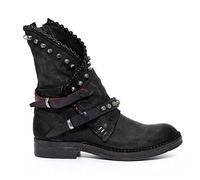 Cachorro 1 Paio di Stivali Corti da Donna Vintage, Stivaletti in Pelle retrò Steampunk Medievale, Stivali con Tacco Basso A Punta Rivettati Cavaliere Costumi Accessori Moto,Nero,38