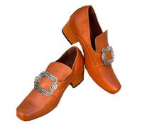 Cachorro 1 Paio Medievale Rinascimento Halloween Scarpe da Uomo, Vintage Stivali Jazz in Pelle, Accessori da Escursionismo Casual All'aperto Costumi Cosplay Oggetti di Scena,Arancia,41