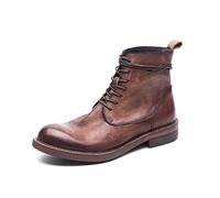 Cachorro 1 Paio Stivali di Pelle Steampunk Medievale, Moda Esterna Tacco Basso da Uomo Testa Quadrata Lace Up Stivali Corti, Costumi Gotici Accessorio,Marrone,41