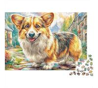 Cachorro Corgi 1000pcs Thick Cardboard Escena de la ciudad Jigsaw Puzzle Adults Challenging Decompression Relaxation Home Decor for Men Women 52x38cm/1000pcs