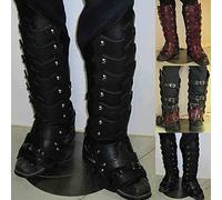 Cachorro Medievale Retro Armatura Cosplay Scarpe Copertura, Regolabile Mezza Ghetta Ghetta, Cavalieri Samurai Scala Armatura Multistrato Protettivo Tie Down Accessori Costume,Nero