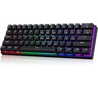 CACKBIRD Tastiera da gioco meccanica portatile al 60%, tastiera cablata con interruttori blu, retroilluminazione a LED personalizzata, 61 tasti, ultra-compatta, mini tastiera da ufficio per PC/Mac