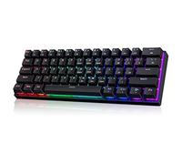 CACKBIRD Tastiera da gioco meccanica portatile al 60%, tastiera cablata con interruttori blu, retroilluminazione a LED personalizzata, 61 tasti, ultra-compatta, mini tastiera da ufficio per PC/Mac