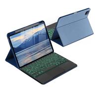 CACOE Cover con Tastiera iPad 11 Generazione (A16) 2025 11" / 10 Generazione 2022 10.9'' con Touchpad [Italiano] Wireless Staccabile, Custodia con Tastiera Illuminazione a 7 Colori, Blu Elettrico