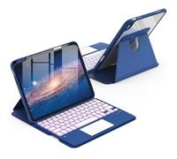 CACOE Custodia con tastiera per iPad (A16) 11/10 generazione (11/10.9 pollici) 2025/2022 con touchpad, illuminazione a 7 colori rimovibile, tastiera spagnola senza fili, rotazione a 360° con supporto