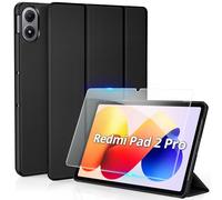 CACOE Custodia Cover Compatibile con Xiaomi Redmi Pad 2 Pro 12.1 Pollici 2025, con Pellicola Protettiva - Ultra Sottile con Funzione Stand Slim PU Pelle Smart Protettiva Nero