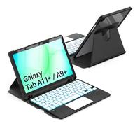 CACOE Custodia girevole con tastiera per Samsung Galaxy Tab A9 Plus 11 pollici con touchpad, illuminazione a 7 colori rimovibile senza fili [spagnolo] tastiera girevole a 360° con funzione di supporto