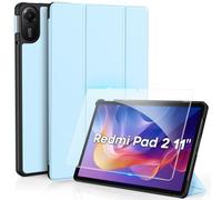 CACOE Custodia per Xiaomi Redmi Pad 2 da 11 pollici con protezione per lo schermo - Ultra sottile con funzione supporto Slim PU Pelle Smart Case Bianco Azzurro Ghiaccio