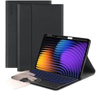 CACOE Custodia tastiera compatibile con Xiaomi Mi Pad 7/Mi Pad 7 Pro (11.2 pollici, 2025) con touchpad, [spagnolo] illuminazione a 7 colori tastiera wireless rimovibile, nero