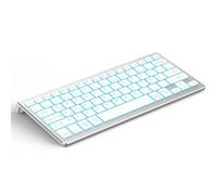 CACOE Tastiera Bluetooth tedesca compatibile con iPad A16/10/iPad Air/Pro tastiera compatibile con IOS, Android, Windows, Samsung, Lenovo, 7 colori illuminati, 3 canali BT, argento