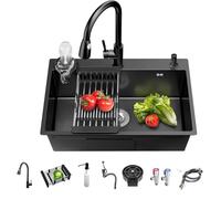 Cact - Lavello da cucina in acciaio inox nero, 80 x 45 cm, vasca singola con scolapiatti e scolapiatti, perfetto per piccole cucine, bar, stanze e spazi moderni - Design Slish