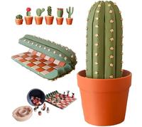 Cactichess Set di Scacchi Arrotolabile a Forma di Cactus, Pezzi di Piante Grasse Stampati in 3D, Scacchiera Magnetica Arrotolabile con Contenitore per Vasi, Gioco di Scacchi Portatile