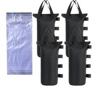 CACTIYE Sacchi di sabbia con peso a baldacchino con sacchetti d'acqua, resistenti sacchetti di ancoraggio per tenda, 50 x 20 cm, nero (nero, 4 sacchi di sabbia + 4 sacchetti per acqua)