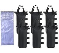 CACTIYE Sacchi di sabbia con peso a baldacchino con sacchetti d'acqua, resistenti sacchetti di ancoraggio per tenda, 50 x 20 cm, nero (nero, 6 sacchi di sabbia + 6 sacchetti per acqua)