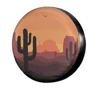 Cactus al Tramonto nel Deserto Copri Ruota di Scorta Impermeabile Coperchio Ruota di Scorta Antipolvere Ruota di Scorta Coperture della Universale per Camion Rimorchio Truck Veicoli 16inch