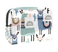 Cactus Alpaca - Motivo a scarabocchio Borsa cosmetica a mano Borsa per il trucco per le donne ragazze