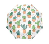 Cactus Arte Cactus Ombrello Pieghevole Automatico Antivento con Auto Apri Chiudi Portatile Ombrelli per Viaggi Spiaggia Donne Bambini Ragazzi Ragazze
