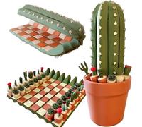 Cactus Chess - Set di 32 chess da viaggio, 3 pezzi, con plantina succulente, portatile e magnetico, regalo per adulti e bambini