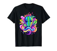Cactus colorato con schizzi di arcobaleno Maglietta