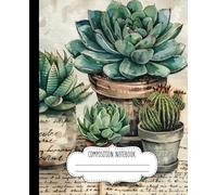 Cactus Composition Notebook: 110-Page College-Ruled Journal with Aesthetic Illustrated Vintage Watercolor Style - The Ideal Gift for Teens, Students, Teachers, and Office Workers