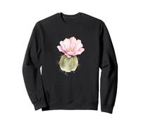 Cactus con Fiori Rosa, Motivo Floreale ad Acquerello Felpa