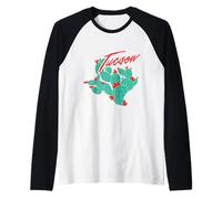 Cactus dell'Arizona con Fiori Rossi Tucson Vintage Souvenir Maglia con Maniche Raglan