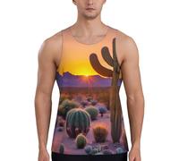 Cactus Desert Sunsets - Gilet da allenamento da uomo, ad asciugatura rapida, traspirante, per spiaggia, sport, abbigliamento casual quotidiano, Nero , L