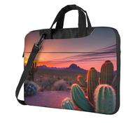 Cactus Desert Tramonto Stampa Laptop Borse Portatile Singola Borsa A Tracolla Sottile Cartella Messenger Bag Multi-Size, Nero , 35,5 cm