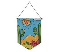 Cactus di montagna Motivi artistici tradizionali da appendere banner in tessuto con asta telescopica gagliardetto bandiera banner decorazioni per feste all'aperto per porte, pareti, finestre, giardini