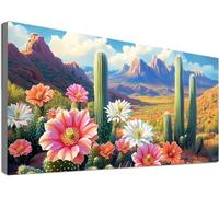 Cactus Diamond Painting Kit Completo, Diamond Painting Bambini Fiori, 5D Diamantini Crystal Art Ricamo a Punto Croce, DIY Disegni con Perline da Attaccare, Decorazione per Casa Regali 90x180cm C2-471