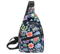 Cactus Fiori Pietre (2) Sling Zaino Borsa, Multicolore 01, 11.8x7x1.5in/30x18x4cm