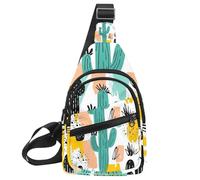 Cactus Fiori Pietre (2) Sling Zaino Borsa, Multicolore 05, 11.8x7x1.5in/30x18x4cm