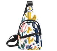 Cactus Fiori Pietre (2) Sling Zaino Borsa, Multicolore 13, 11.8x7x1.5in/30x18x4cm