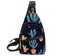 Cactus Fiori Pietre (2) Sling Zaino Borsa, Multicolore 20, 11.8x7x1.5in/30x18x4cm