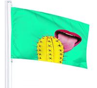 Cactus Flag 3x5 FT Nature Plant Yellow Cactus Lover Red Mouth Lip Outdoor Flags Large Welcome Yard Banners Home Garden Yard Lawn Decor Green