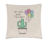 Cactus Hey Ragazzi Dove Are You Going Lino Copricuscino - Cuscino Divertente